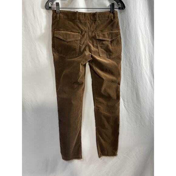 Nili Lotan 'Jenna' Brown Cotton Cropped Cotton-Blend Corduroy Slim-Leg Pants - Picture 3 of 5